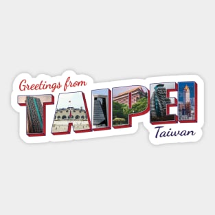 Greetings from Taipei in Taiwan Vintage style retro souvenir Sticker